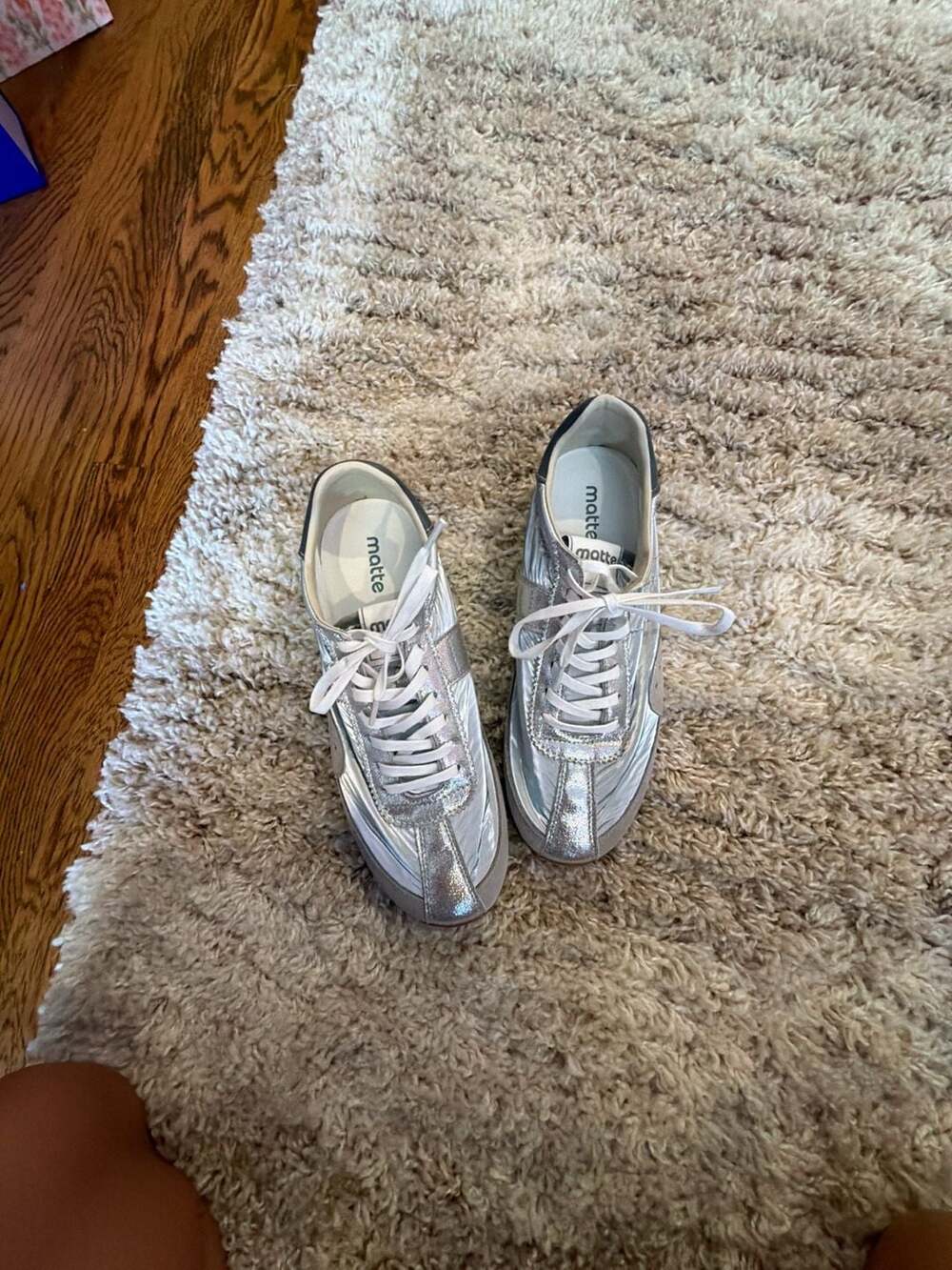 Matte Collection Silver Metallic Sporty Low-Top Sneakers